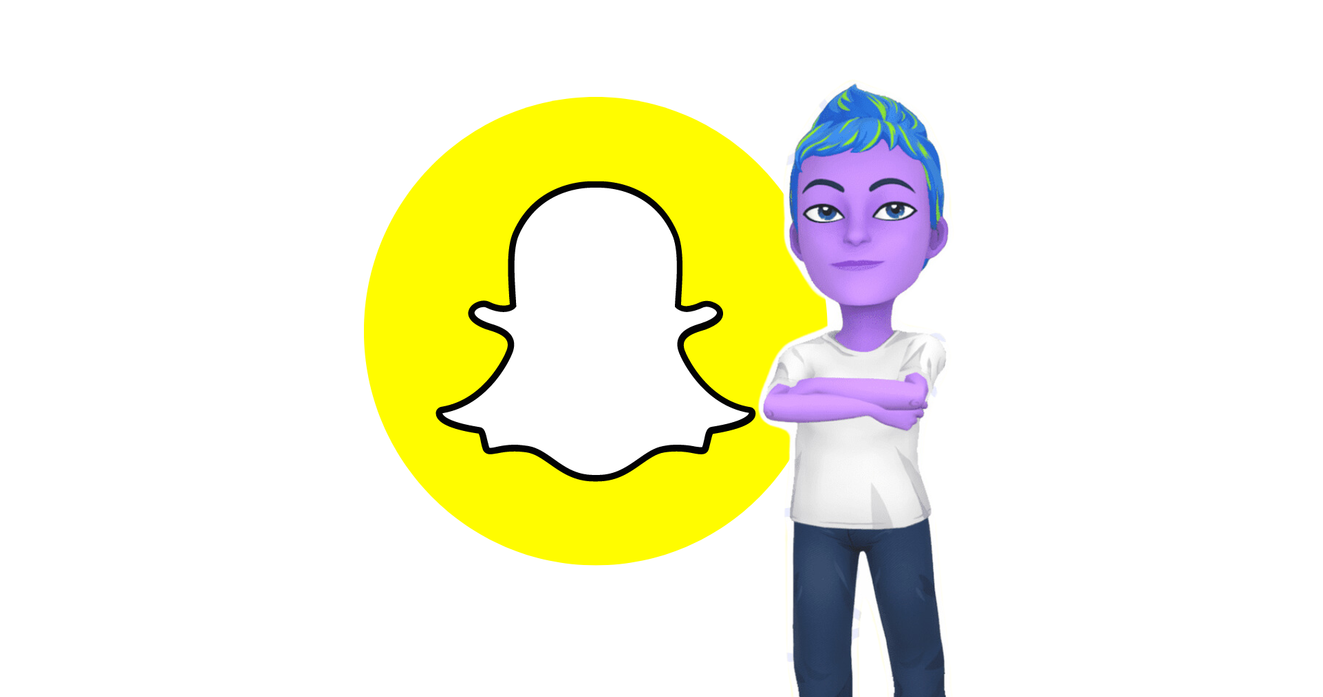 logo of snapchat with a MyAI avatar who looks like a male character standing with arms crossed